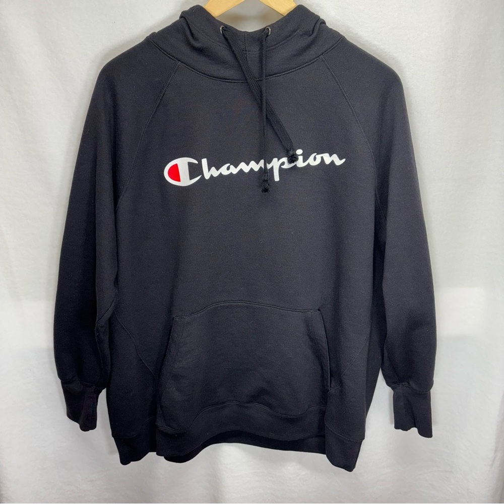 Champion Authentic Black Hoodie Sweatshirt Men's 2X Large‎ Logo Pocket